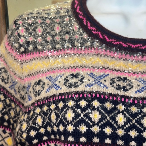 J. Crew Women's Lambswool Fair Isle Sweater with Sequins S - Picture 2 of 9
